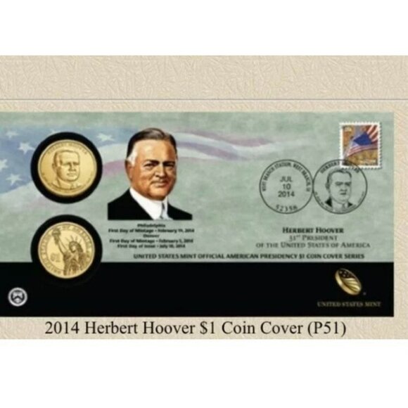 2014 Herbert Hoover $1 Coin Cover Sealed U.S. Mint Collectible Gift P51 - Picture 1 of 3